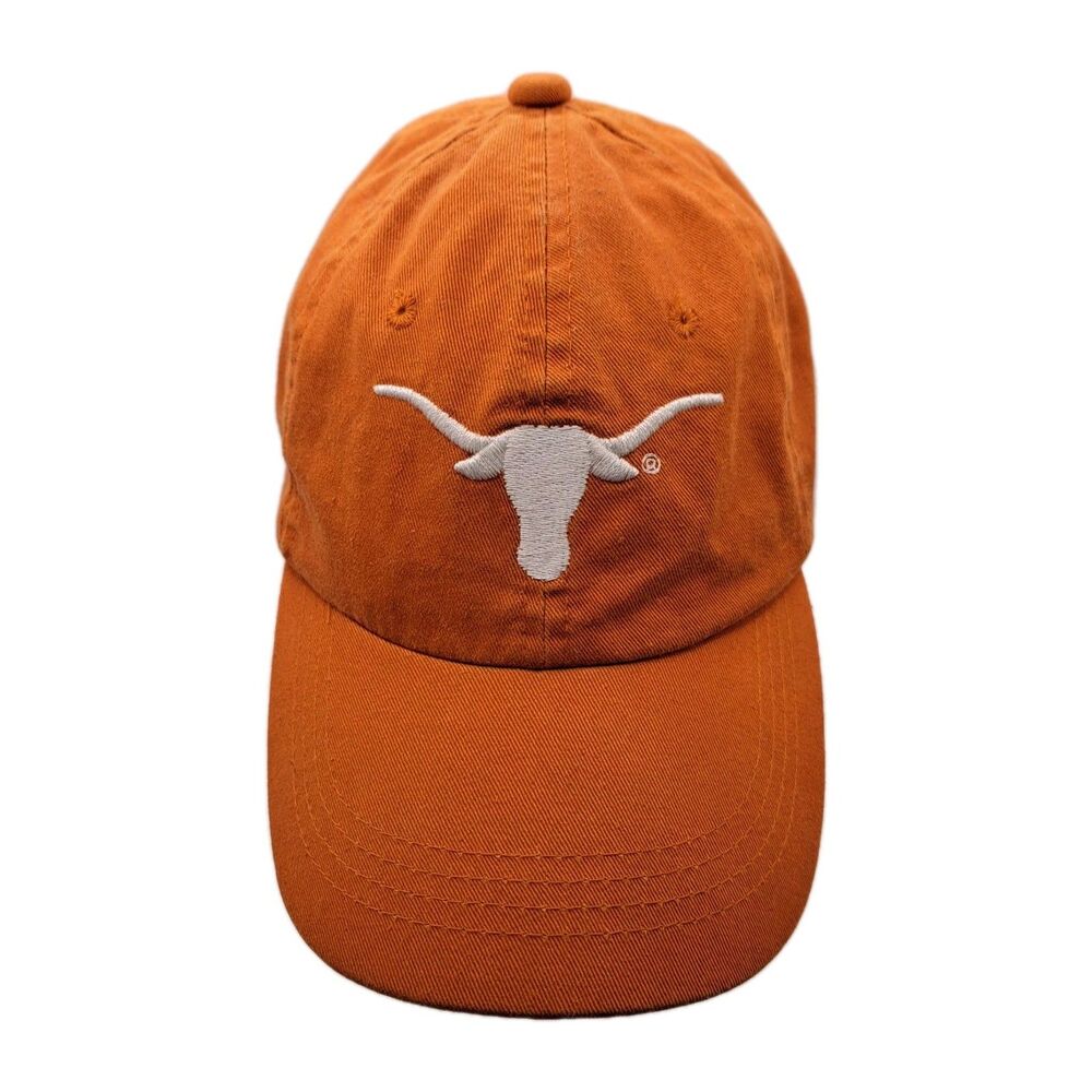 Vintage Texas Longhorns Horns Strapback Dad Hat Orange Embroidered Signatures